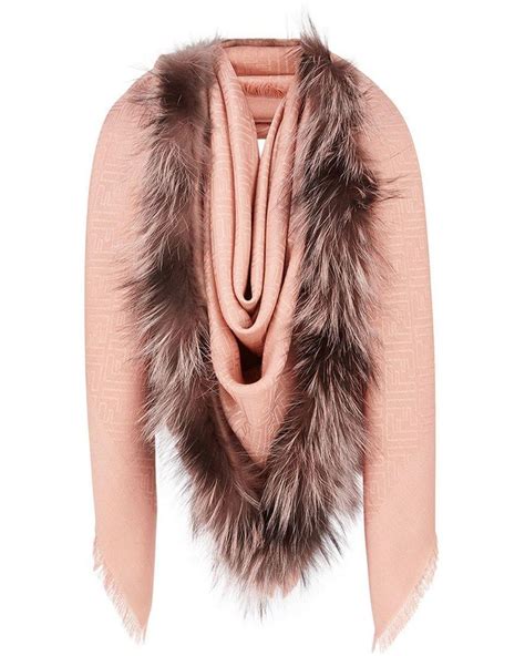 fendi women's pink touch of fur shawl|fendi silk scarf pink.